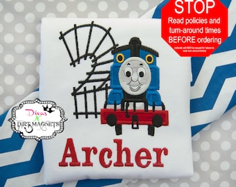 Thomas the Train Embroidered Birthday Number Shirt - Applique Thomas the Train Shirt - Birthday Shirt - Boys Birthday Shirt