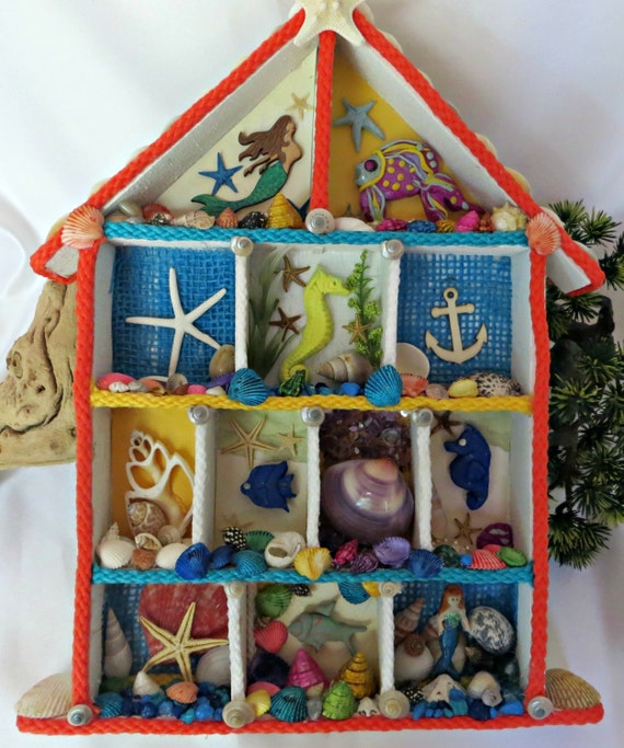 Mermaid Shadow Box_ Beach house shadow box wall decor_beach