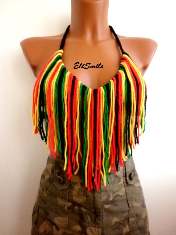 RASTA CROCHET JAMAICA Bob Marley Top Crop Top Boho Hippie