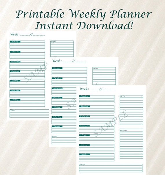 printable weekly planner printable planner weekly by