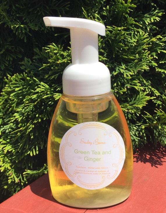 Liquid hand soap GREEN TEA and GINGER Foaming hand by SudzyBums