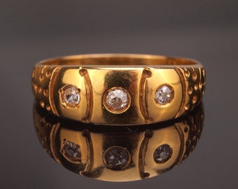 Victorian Diamond Gold Ring, Antique Engagement Ring, Size 5-6