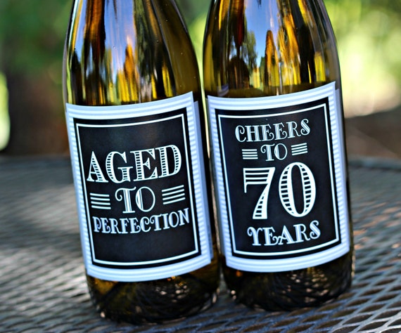 70th Birthday Party Wine Labels (4). Masculine Birthday Party ...