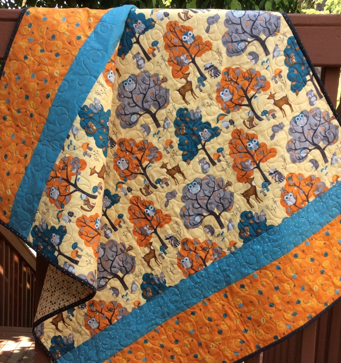 Baby quilt boy quilt girl quilt woodland theme nature