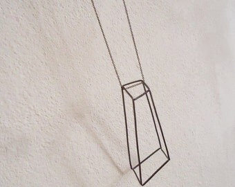 Geometric pendant - blackened silver - two positions - vertical - horizontal - modern - minimalist - hipster