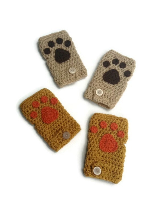 Lion Paw Gloves Crochet Cat Gloves Fingerless Paw Gloves