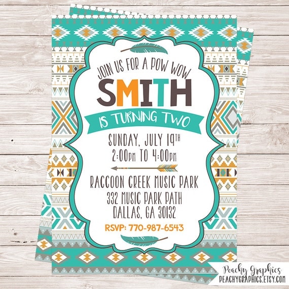 Tribal Birthday Invitation Boho Invitation Indian