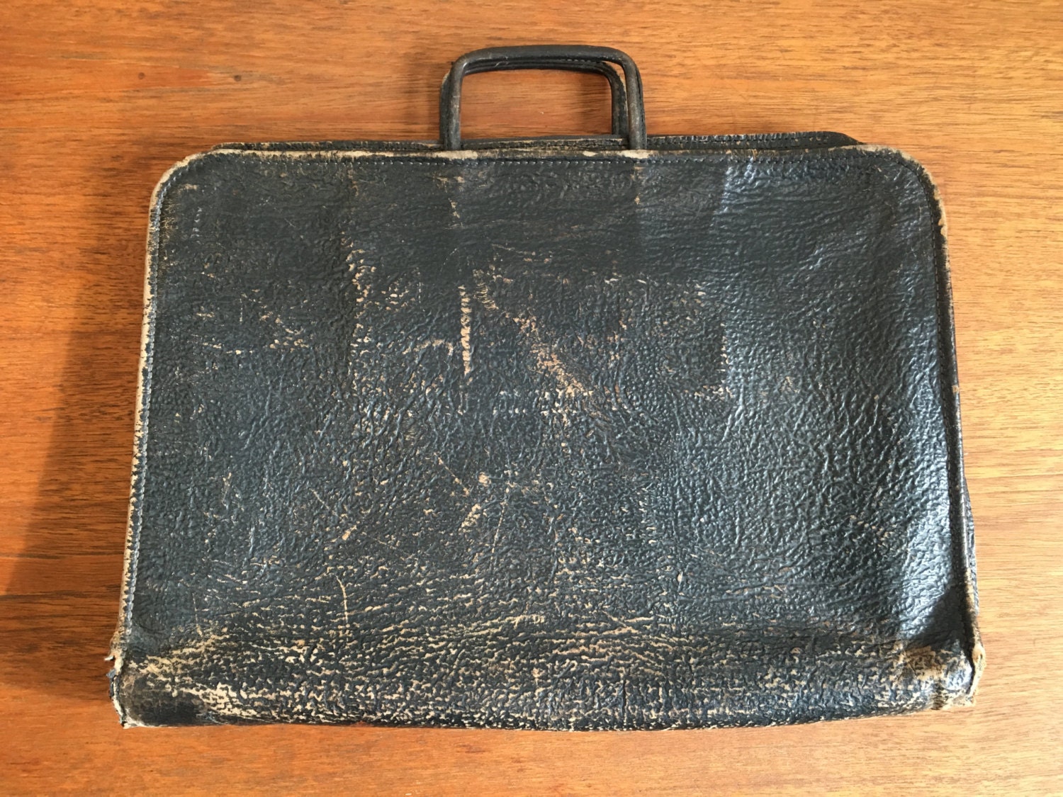 Antique Distressed Leather Portfolio Vintage Attache