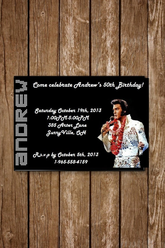 Elvis Personalized Birthday Invitation