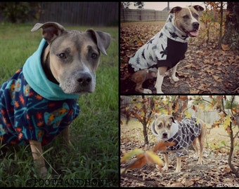 CUSTOM LARGE DOG sweater/ pitbull / fleece/ sweater/dog coat/dog jacket/ large breed / tooth and honey / short sleeve