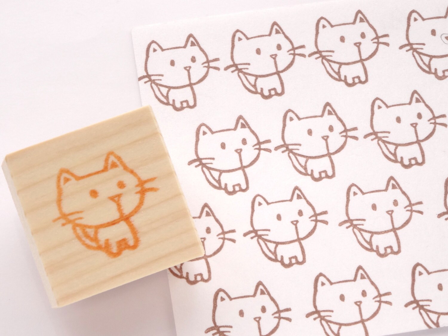 Cat Rubber Stamp Handmade Stamp Animal Geek Stationery