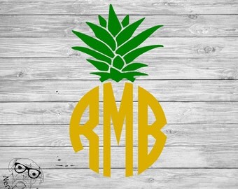 Pineapple Monogram Decal, Monogram Pineapple Laptop Decal, Monogram Decal, Pineapple Decal, Pineapple Car Decal, - You choose size