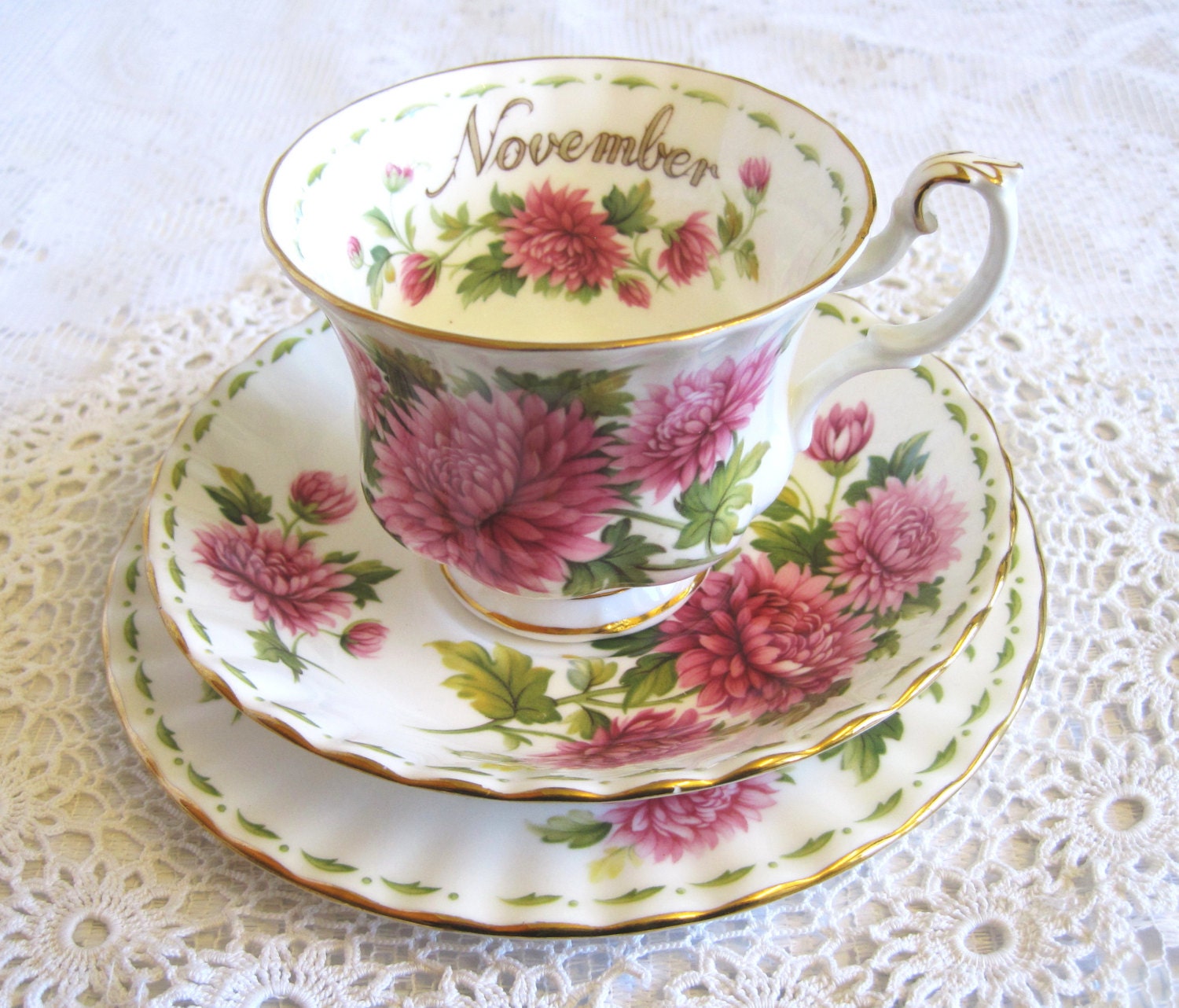 Vintage Royal Albert Flower of the Month Tea Trio November