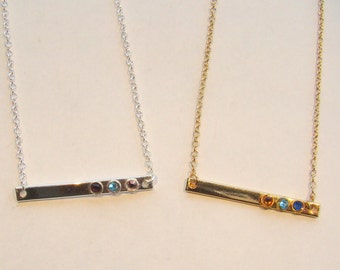 Mother's Birthstone Bar Necklace, Best Friend Gift, Mother's Day Gift, Minimalist Birthstone Bar Necklace