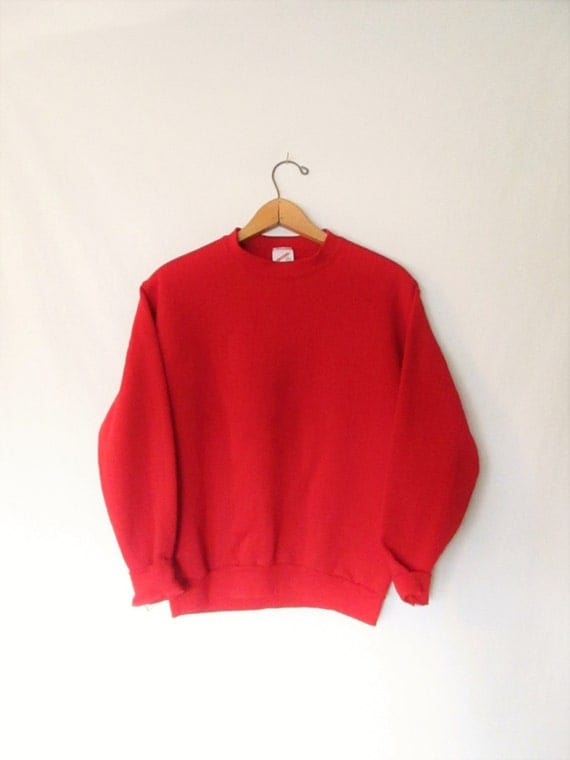 Vintage 1980s JERZEES Plain Red Super Soft Sweatshirt Sz XL