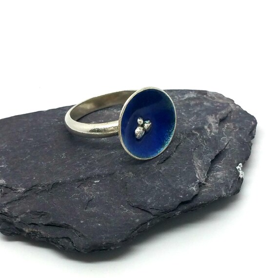 Sterling Silver & Enamel Ring Domed Sterling Silver by MaisyPlum