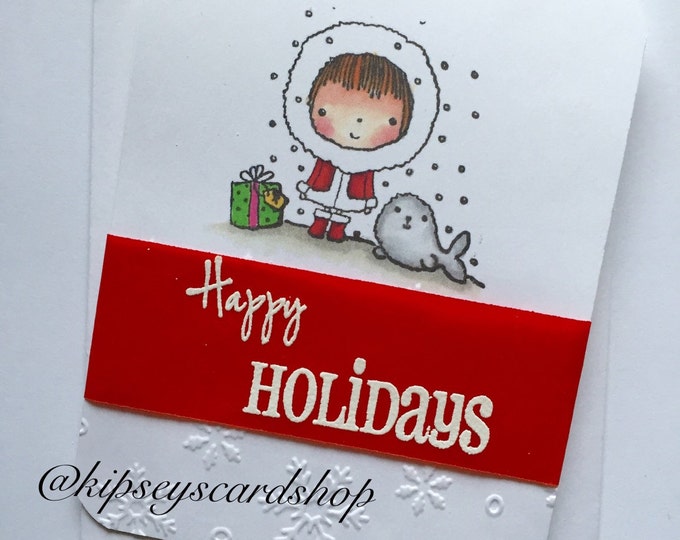 Holiday Cards/ Christmas Card / Happy Holiday /White Embossed Holiday Cards