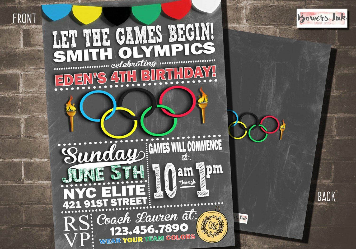 Olympic Themed InvitationDigital or Printed option