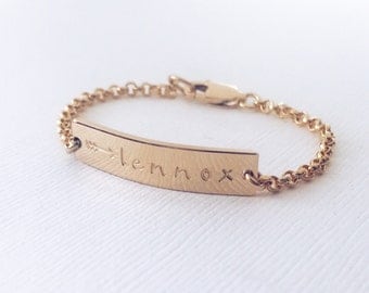 Personalized Baby Bracelet / Gold, Rose Gold, or Silver Bar Bracelet / Sterling Silver Baby Bracelet / Rose Gold Baby Bracelet