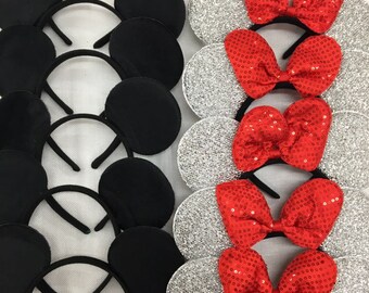 Set of 12 mickey minnie ears / mickey minnie headband / disney party/theme party / disney ears headband