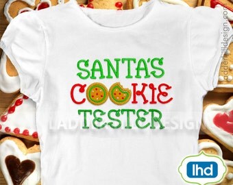 Santas Cookie Tester Applique Christmas Applique Design chr038