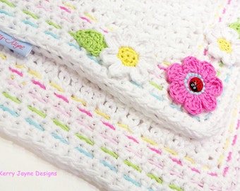 BABY CROCHET BLANKET Pattern Little Ladybug Blanket Crochet pattern Baby blanket pattern Flower blanket pattern Instant download Usa No.13A