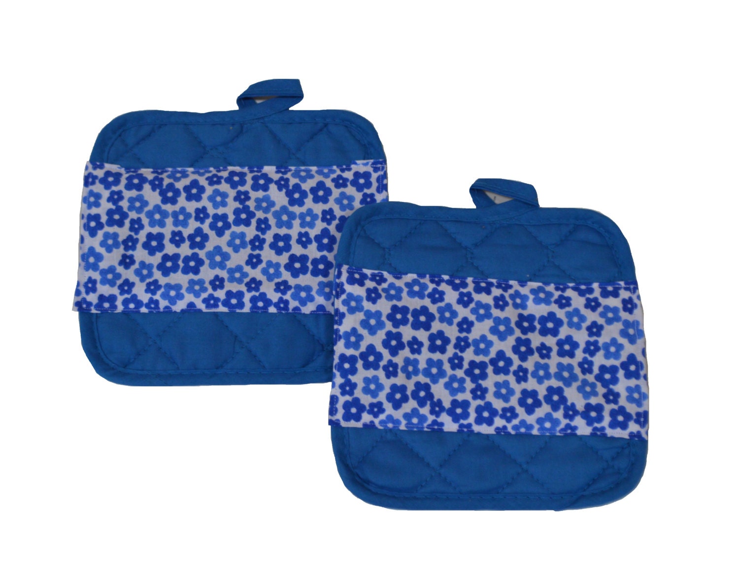 Blue Floral Pot Holders Set of 2 Gift for Her by