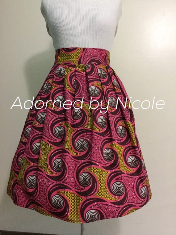 Items similar to Pink Yellow Purple Multi Ankara African Skirt on Etsy