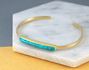 Turquoise Bangle, Gold Cuff Bangle, Turquoise Bracelet, Gold Gemstone, Bangle Bracelet, Birthstone Bracelet, Adjustable Bangle, Gold Jewelry