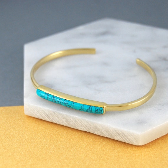 Turquoise Bangle Gold Cuff Bangle Turquoise Bracelet Gold