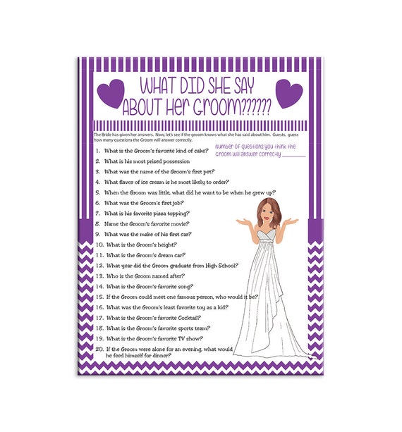 Bridal Shower Game What Did She Say Couple's by TheVintagePen