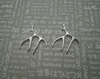 20pcs shiny silver color Metal Charms-Deer Antlers pendants charms 40X52mm--CP616
