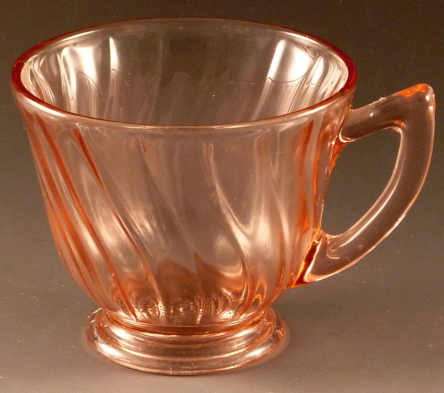 Petal Swirl Pink Depression Glass Cup