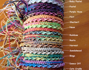 Variegated Hemp Handmade Friendship Bracelet/Anklet/Wristband - Square or Twist Knot Style