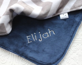 Personalized Baby Blanket, Boy Minky Blanket, Boy Baby Blanket, Chevron Minky Blanket, Boy Chevron Blanket, Minky Baby Blanket, Baby Gift