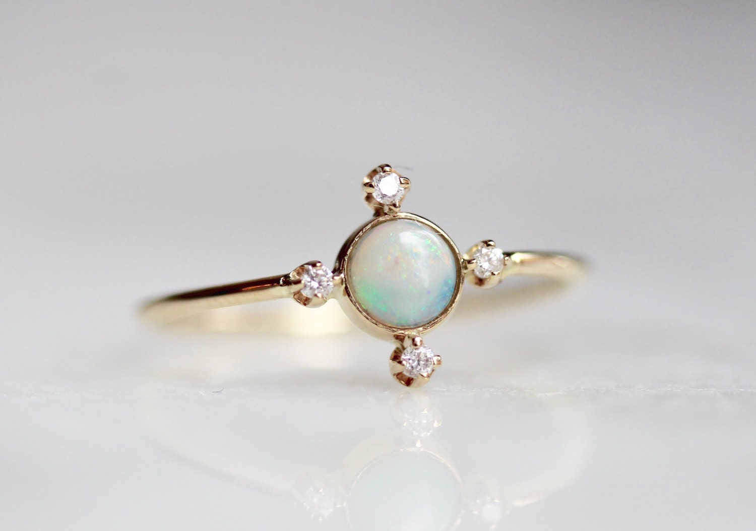 14K Star Opal Ring Star Ring October Birthstone Opal Ring