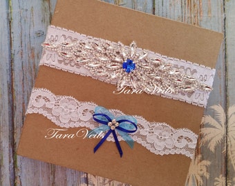 Wedding white Blue garter Bridal Swarovski Rhinestone Garter wedding garters bridal garter lace garter Vintage Garter keepsake toss garter