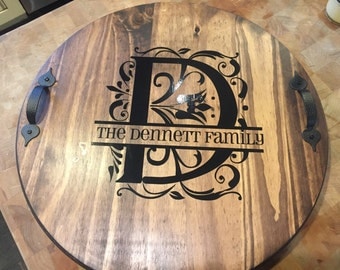 personalized wood, personalized lazy susans, Custom lazy susan, monogrammed lazy susan, housewarming gift-wedding gift