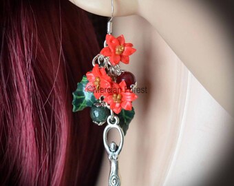 Yule Tidings Goddess Earrings - Pagan, Wicca, Witch, Winter Solstice, Handmade
