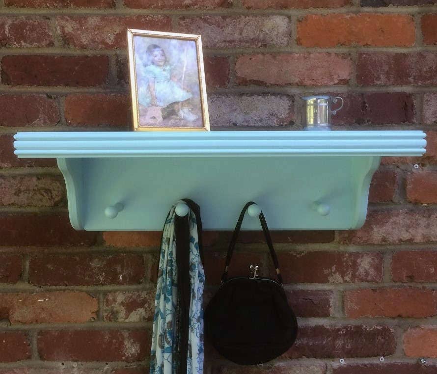 Wall Shelf with pegs Baby boy Nursery Shelf by HopeSpringsDecor