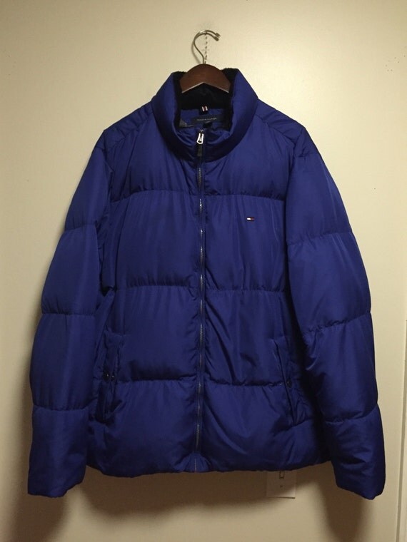 Vintage Tommy Hilfiger Down Goose Winter Jacket XXL Blue Puffer Coat