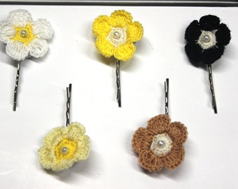 Crochet bobby pin Flower bobby pin Girls hair accessories Crochet hair pin Everyday women hair accessories Flower hair pin Women hair pin