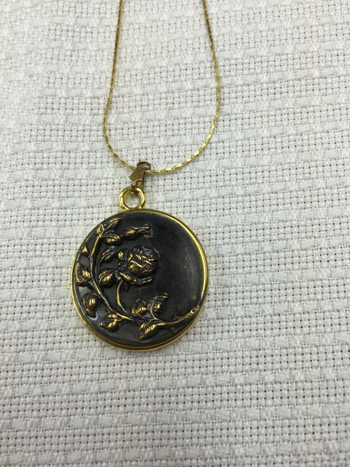 Antique brass and enamel button pendant by bostonstreet on Etsy