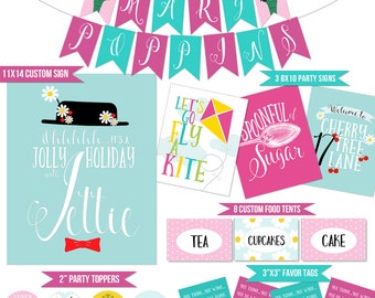 Mary Poppins Party Coordinating Printables | Mary Poppins Banner | Mary Poppins Favor Tags | Mary Poppins Shower Printables | DIGITAL FILES