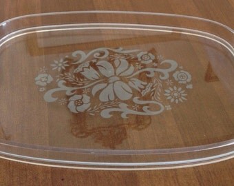Vintage Clear Acrylic Serving Tray/ Retro Barware/ Mad Men