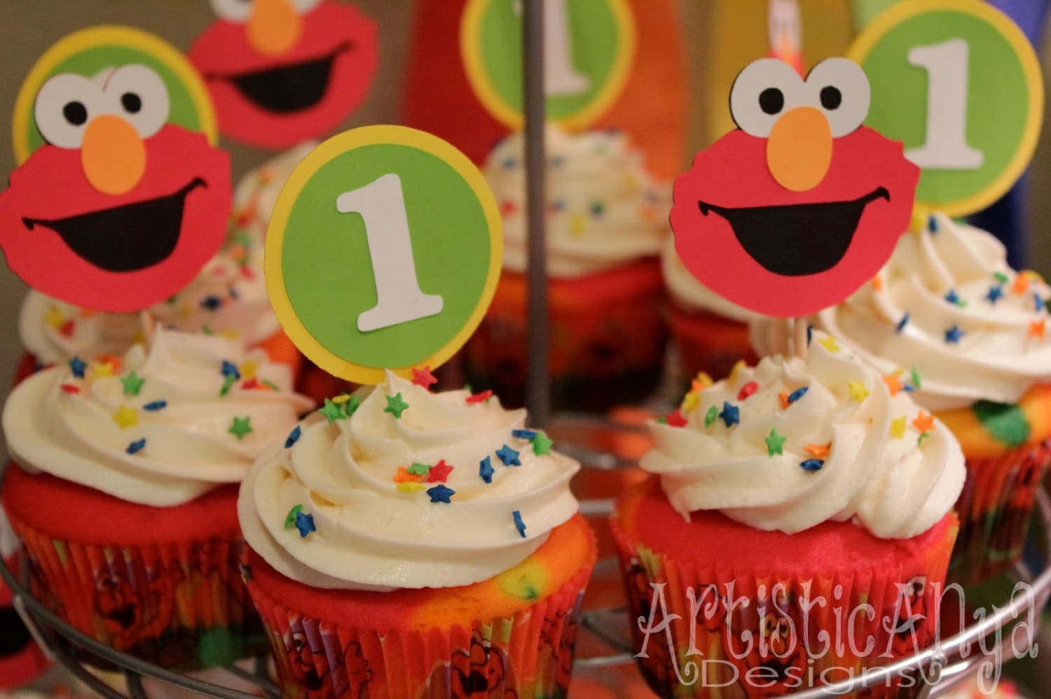 Elmo Sesame Street Birthday Cupcake Toppers Set of 12 1st