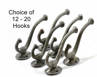 Cast Iron Hooks-Unpainted-Raw Hand-Casted Iron-5" High-Coat Hooks-Wall Hooks