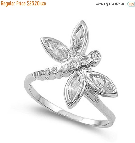 Dragonfly Ring Solid 925 Sterling Silver by BlueAppleJewelry