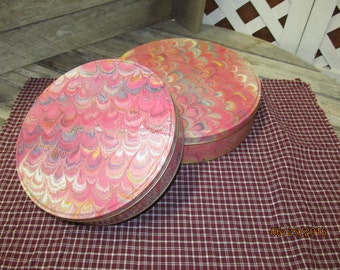 Vintage Department 56 Pink Papier Tin Cans Canisters Containers set of 2