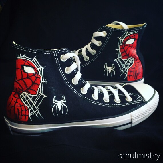 SpiderMan Handpainted Converse Shoes. by PaintYourChucks on Etsy